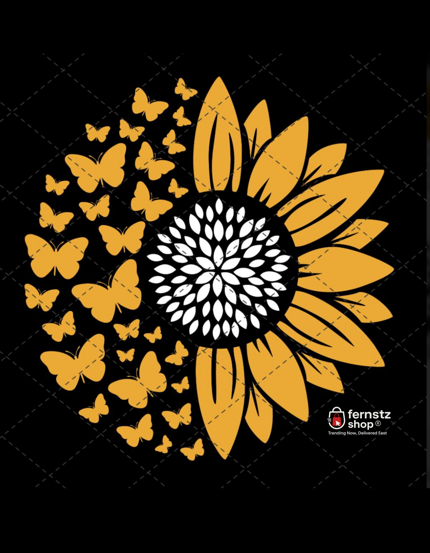 Butterfly Bloom Sunflower Bomber Jacket -Black & Charcoal Grey