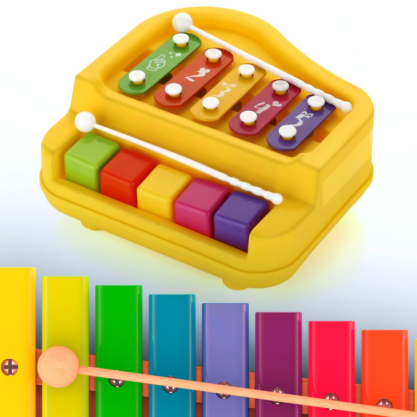 ๐น 2-in-1 Baby Piano Xylophone Toy for Toddlers