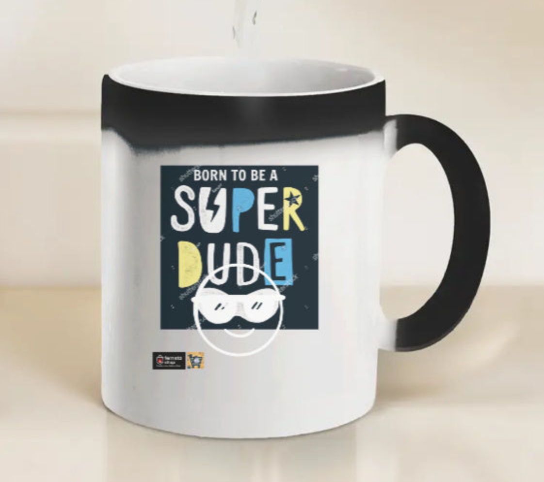 ☕ Born to be Super Dude Magic Coffee Mug – White