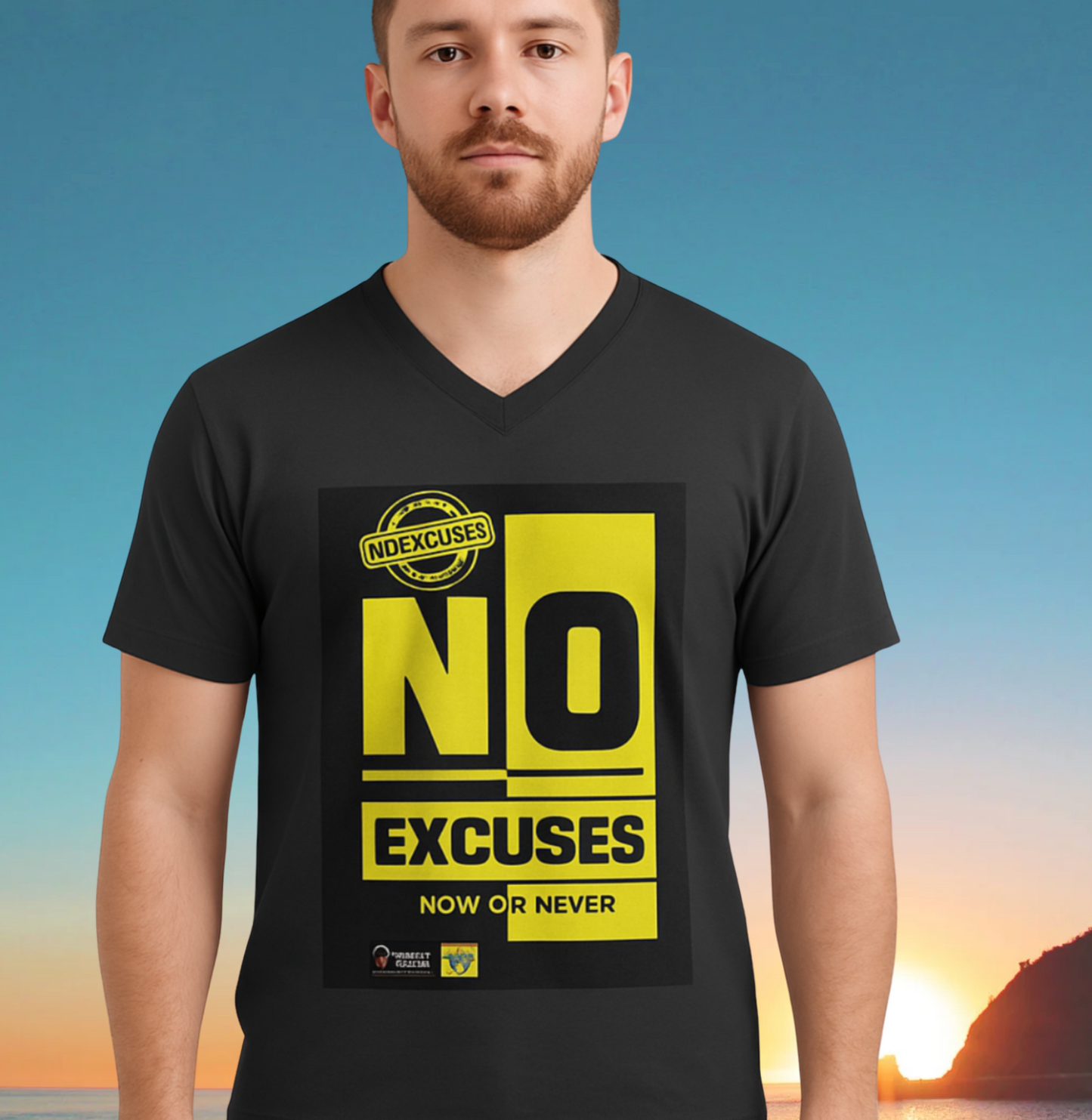 No Excuses Half Sleeve V-Neck T-shirt