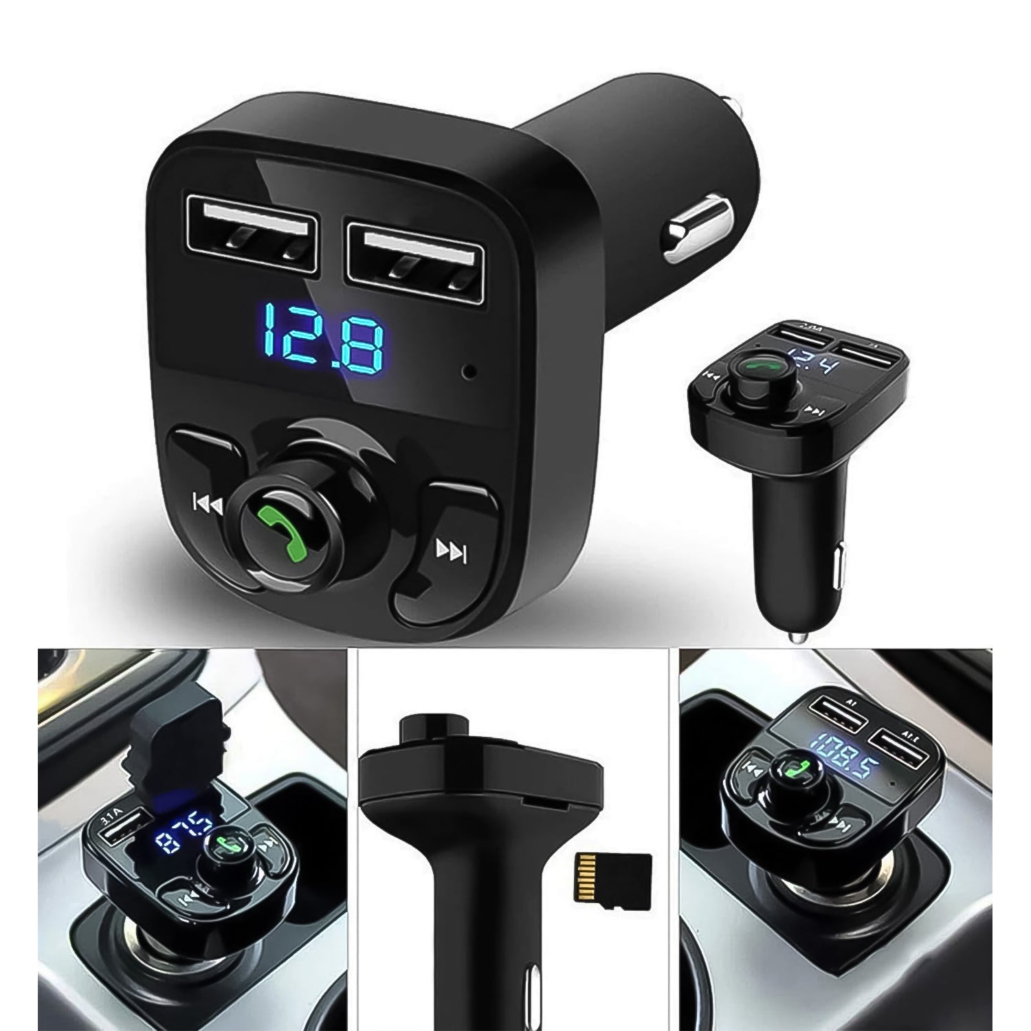 Car Bluetooth FM Transmitter Kit For Hands-free Call Receiver Music Player