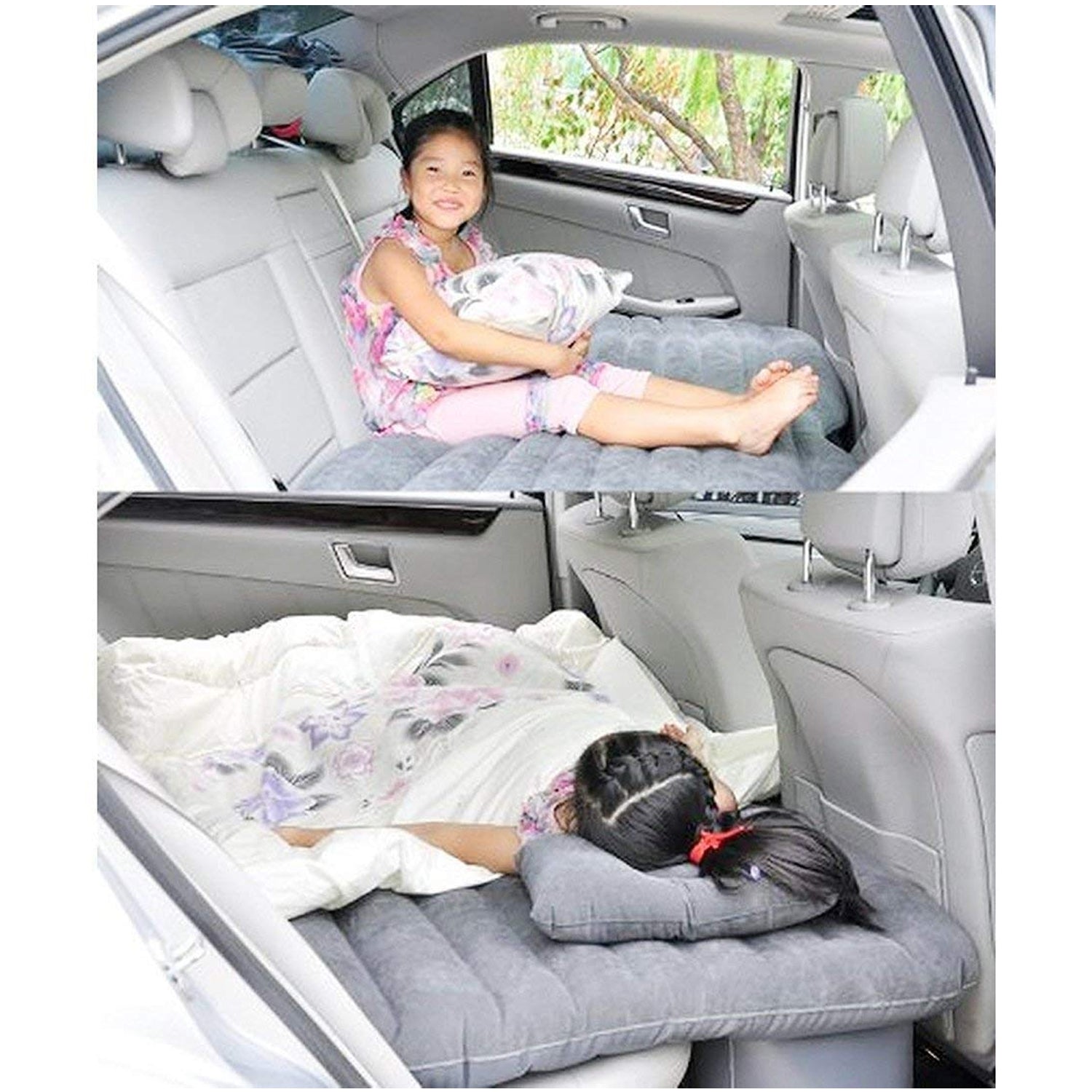 Car Inflatable Bed With 2 Pillows -Air Pump (Portable) For Travel Camping Vacation