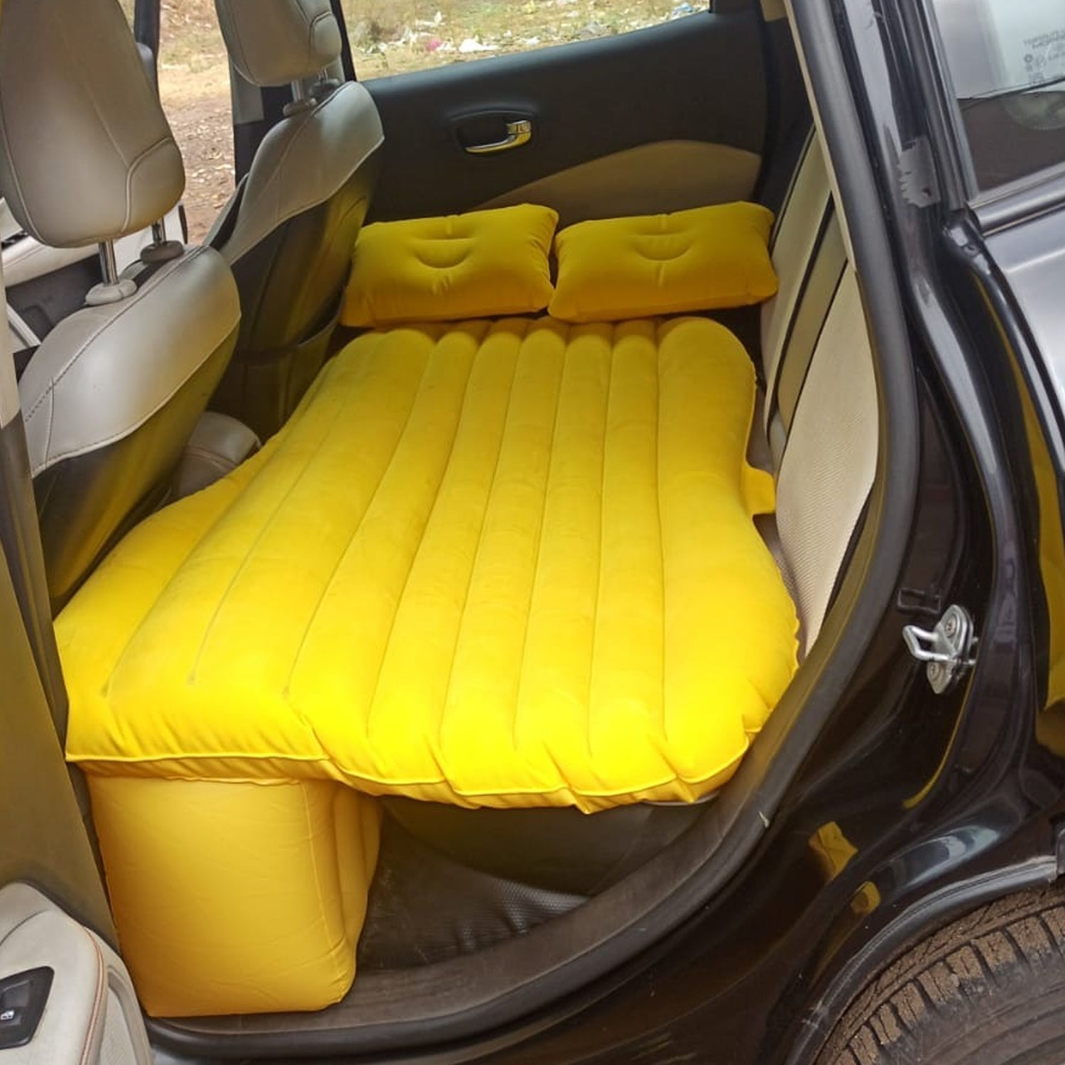 Car Inflatable Bed With 2 Pillows -Air Pump (Portable) For Travel Camping Vacation