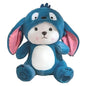 Blue plush toy with pink inner ears on a white background