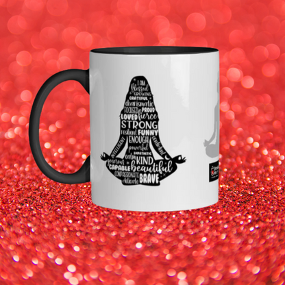 Yoga Inner Color Mug 11 oz BlACK. BLUE, GREEN, WHITE, RED & YELLOW