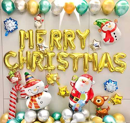 Merry Christmas Gold Letter Balloon (Pack of 1)