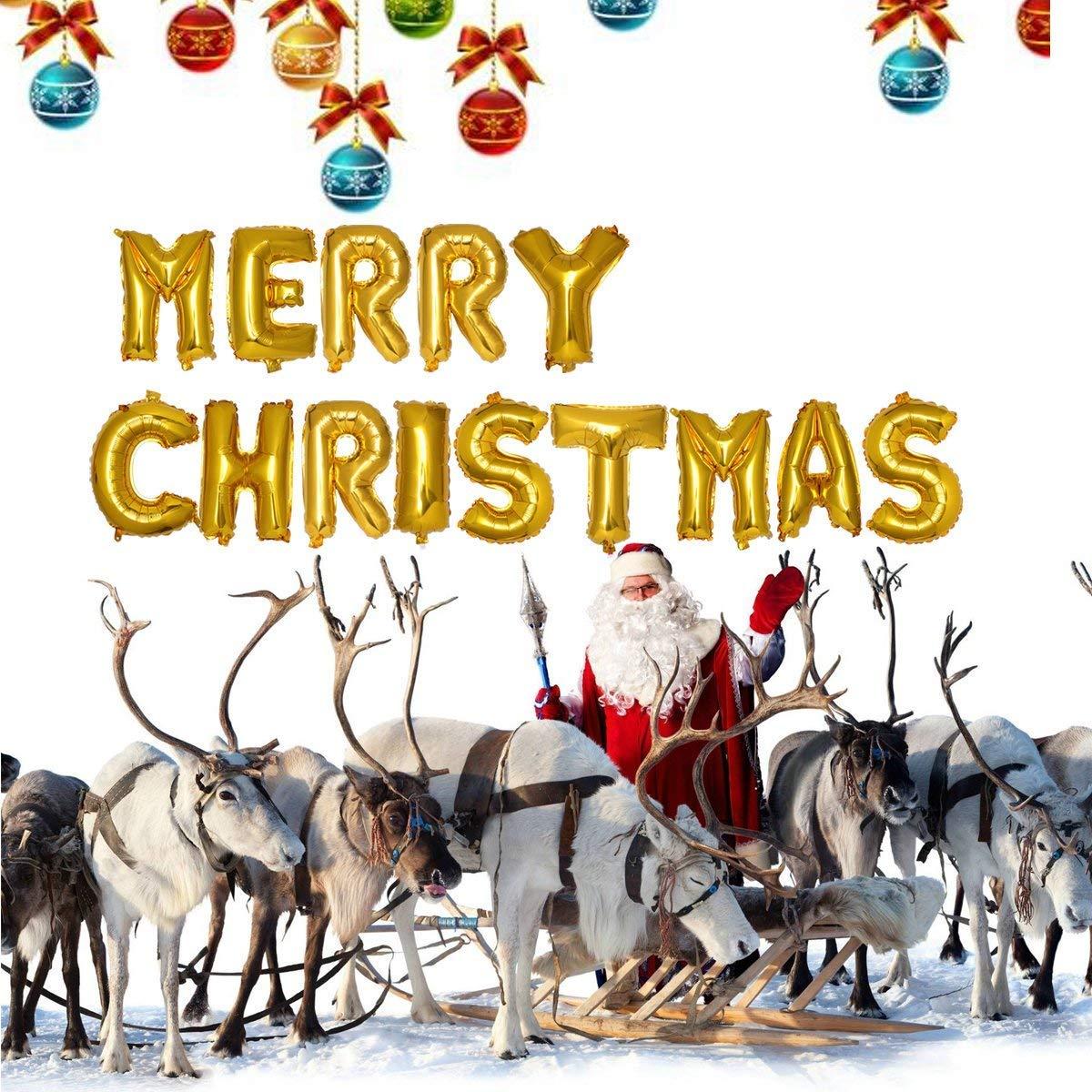 Merry Christmas Gold Letter Balloon (Pack of 1)