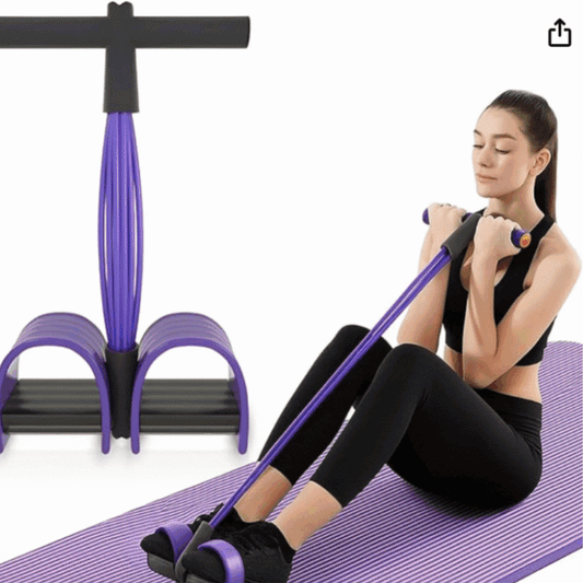 Elastic Pull Rope,6 Tube Sit-ups Strength Trainer with Foot Pedal