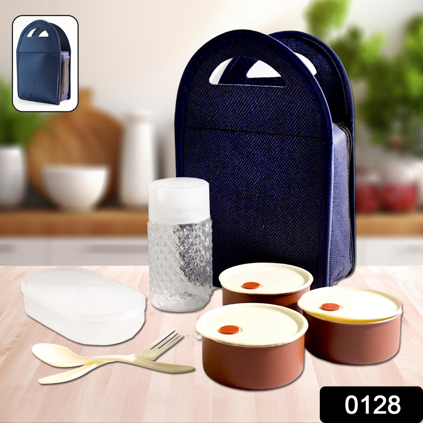 Royal Stainless Steel Lunch Box Set – 4 Pieces (Black with Glass)