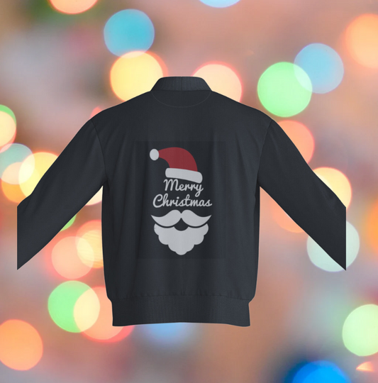 Festive Black Christmas Bomber Jacket
