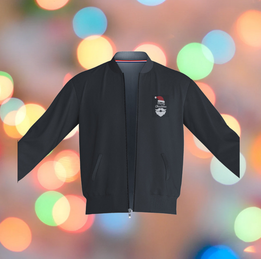 Festive Black Christmas Bomber Jacket