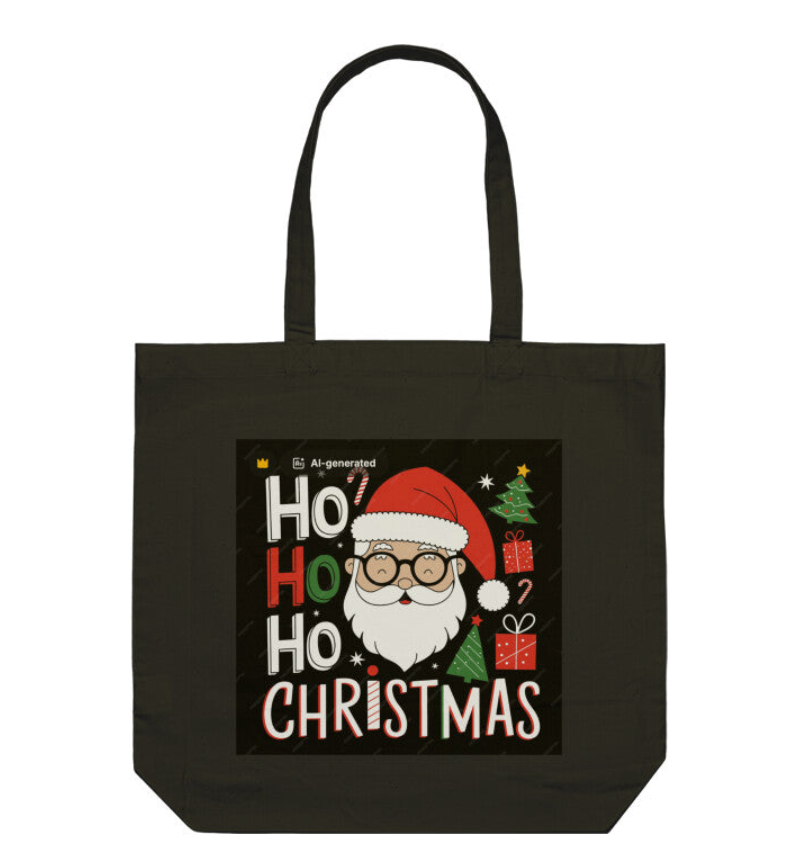 HO HO CHRISTMAS Tote Bag With Zipper