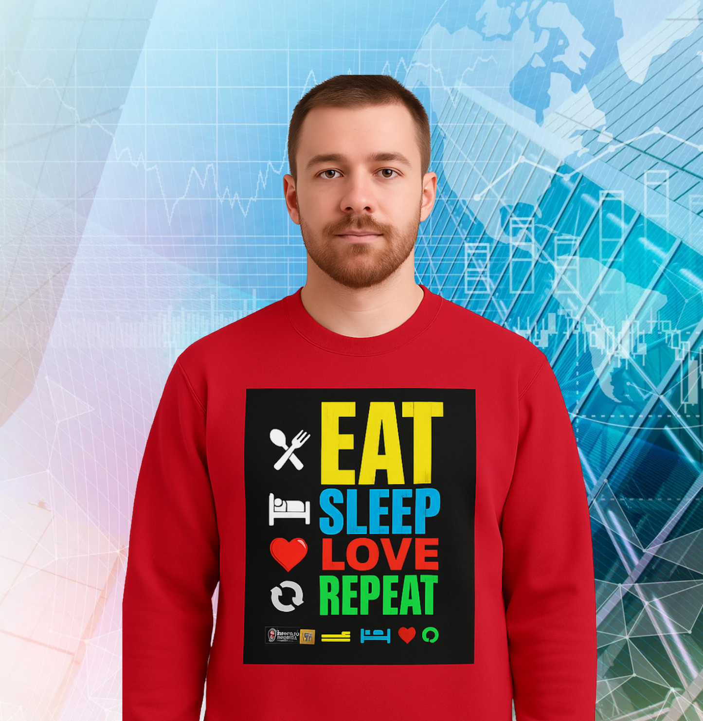 🧥 Men’s Sweatshirt – EAT, SLEEP, LOVE & REPEAT ❤️