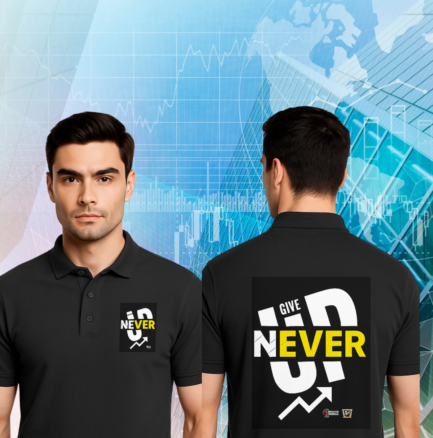 👕 Never Give Up Polo T-Shirt – Classic, Confident & Versatile