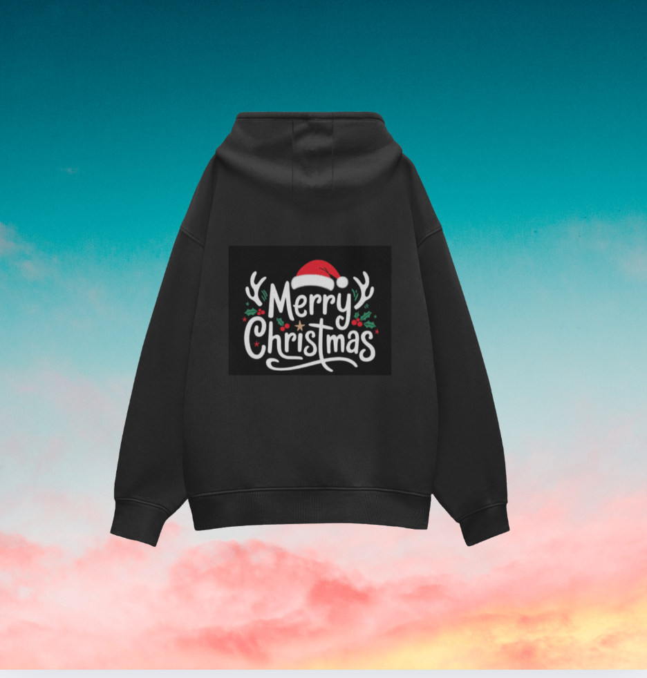 🎄 Merry Christmas Unisex Oversized BLACK Hoodie