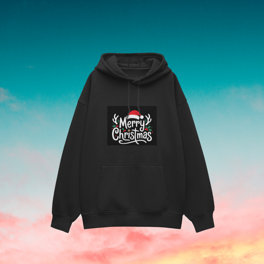 🎄 Merry Christmas Unisex Oversized BLACK Hoodie