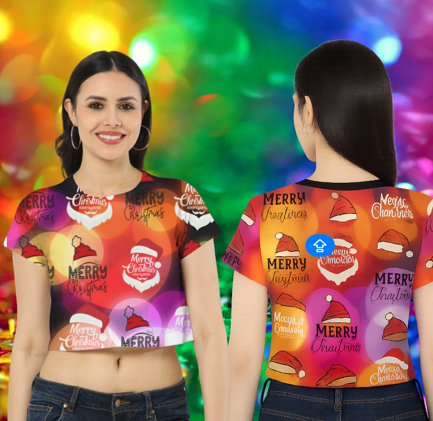 Christmas AOP Crop Top