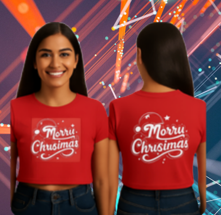 Merry Christmas Red Women Crop Top
