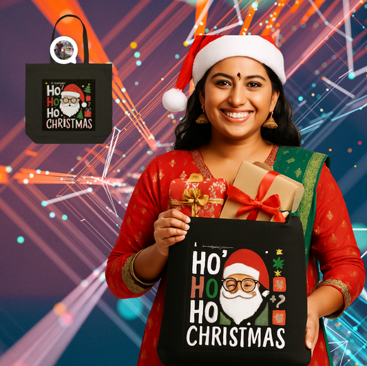 HO HO CHRISTMAS Tote Bag With Zipper