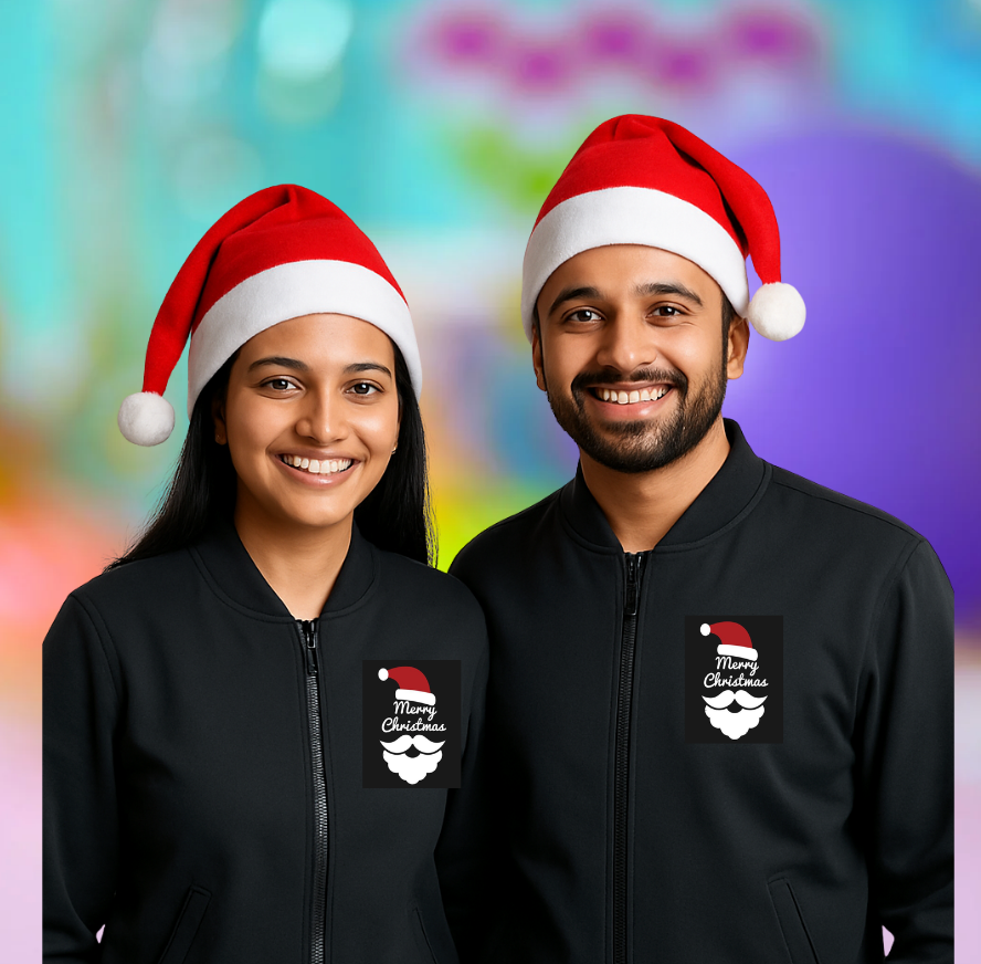 Festive Black Christmas Bomber Jacket