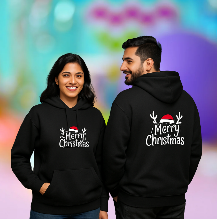 🎄 Merry Christmas Unisex Oversized BLACK Hoodie