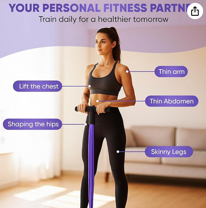 Elastic Pull Rope,6 Tube Sit-ups Strength Trainer with Foot Pedal