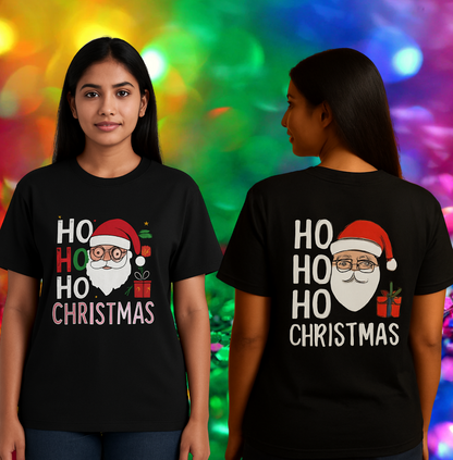 🎄 HO HO CHRISTMAS Unisex Standard Crew Black T-Shirt