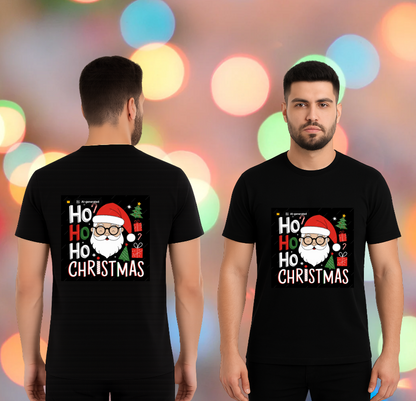 🎄 HO HO CHRISTMAS Unisex Standard Crew Black T-Shirt
