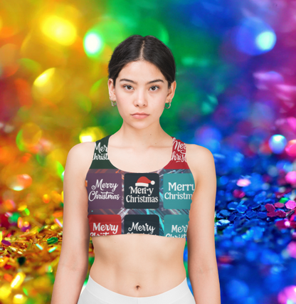 MERRY CHRISTMAS AOP Sports Bra
