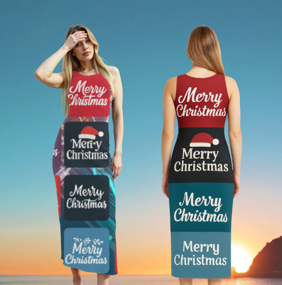 🎄 Merry Christmas AOP Body con Dress