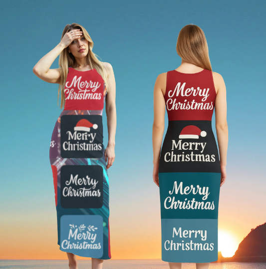 🎄 Merry Christmas AOP Body con Dress