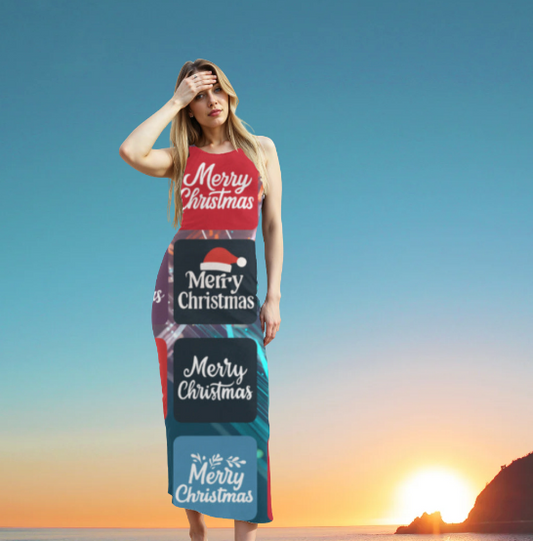 🎄 Merry Christmas AOP Body con Dress
