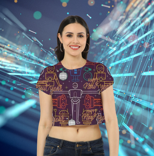 🌸 AOP Crop Top 2026 – Trendy Printed Crew Neck