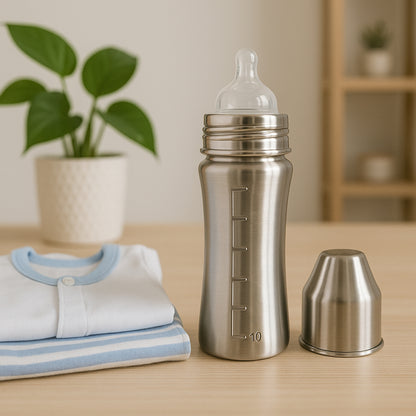 🍼 Ganesh Stainless Steel Baby Feeding Bottle – 250 ml